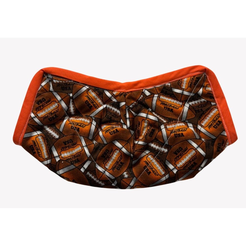 Handmade FOOTBALL USA ORANGE Microwave Safe Bowl Cozy Reversible Quilted Cozie - Picture 2 of 8